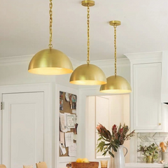Lámpara LED Colgante de Latón Dorado Vintage Regulable en Altura para Comedor