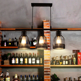 Lámpara colgante múltiple industrial de metal negra para comedor