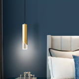 Lámpara colgante de tubo de diseño minimalista con LED y luz suave para mesita de noche