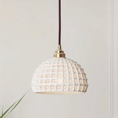 Lámpara Colgante Cerámica Blanca LED Estilo Nórdico para Comedor