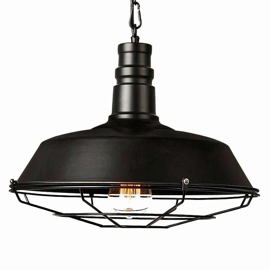 Lámpara Colgante Industrial Negra Regulable en Altura de Metal para Comedor