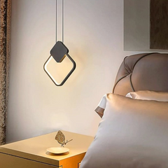 Lámpara colgante diamante LED negra minimalista de luz suave para dormitorio