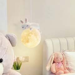 Lámpara Colgante Infantil LED de Resina con Diseño de Conejo