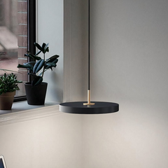Lámpara Colgante Plana LED Minimalista Negra para Dormitorio