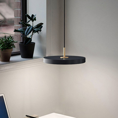 Lámpara Colgante Plana LED Minimalista Negra para Dormitorio