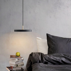 Lámpara Colgante Plana LED Minimalista Negra para Dormitorio