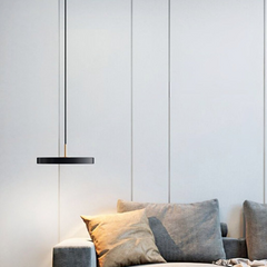 Lámpara Colgante Plana LED Minimalista Negra para Dormitorio