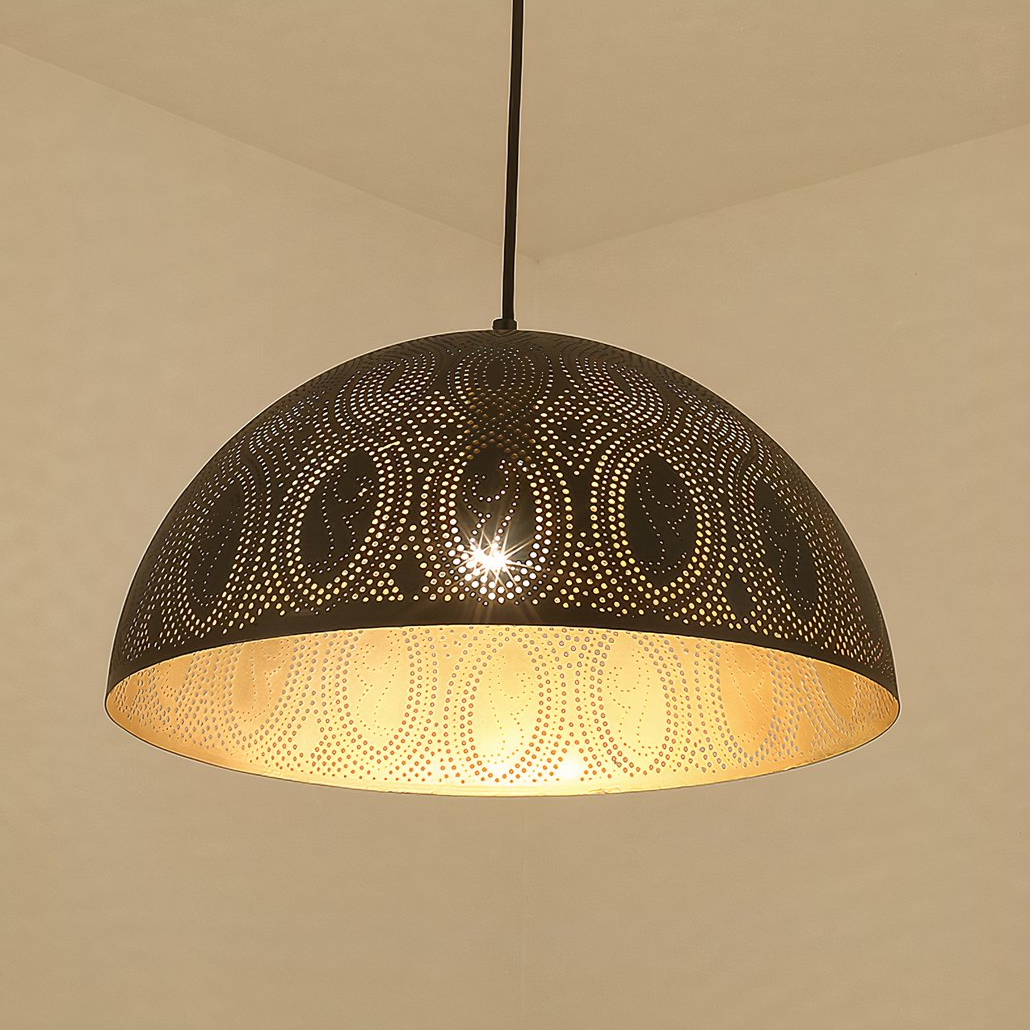 Lámpara Colgante Industrial Vintage Negra de Metal Estilo Campana para Comedor