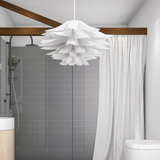 Lámpara colgante origami forma flor LED moderna blanca para comedor