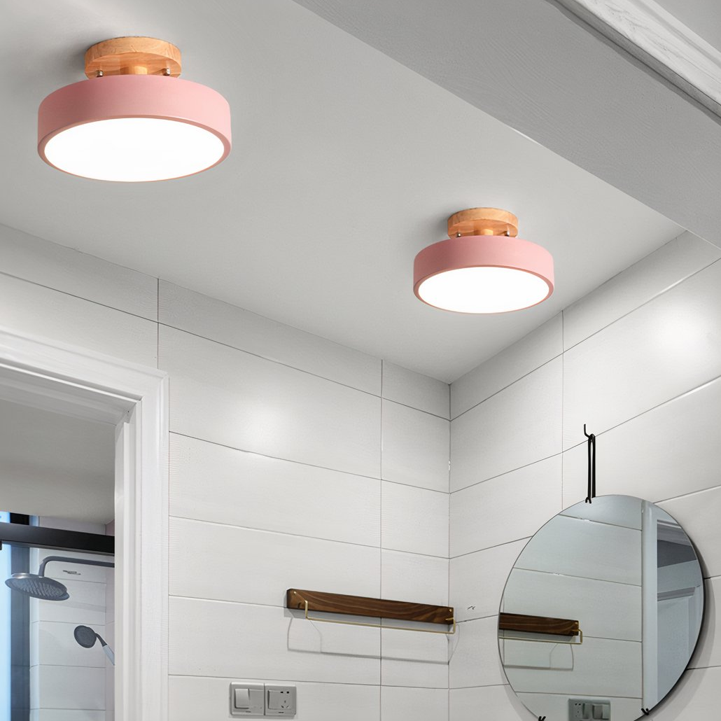 Lámpara de Techo LED Redonda Moderna de Metal Rosa para Baño Ø 18 cm
