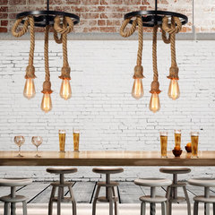 Lámpara colgante de cuerda LED vintage regulable en altura para comedor