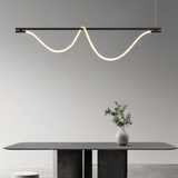 Lámpara Lineal Colgante LED Negra Regulable Para Islade Cocina Moderna
