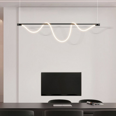 Lámpara Lineal Colgante LED Negra Regulable Para Islade Cocina Moderna