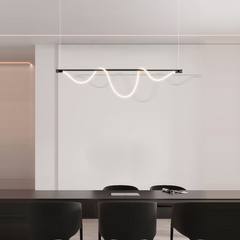 Lámpara Lineal Colgante LED Negra Regulable Para Islade Cocina Moderna