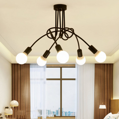 Lámpara de techo de 5 luces negra LED moderna para salón