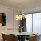 Lámpara de racimo de vidrio moderna LED regulable en altura para comedor