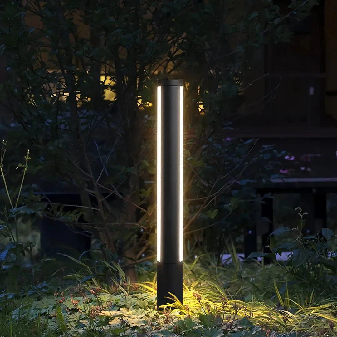 Baliza de jardín exterior LED IP65 moderna cilíndrica negra para caminos