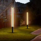 Baliza de jardín exterior LED IP65 moderna cilíndrica negra para caminos