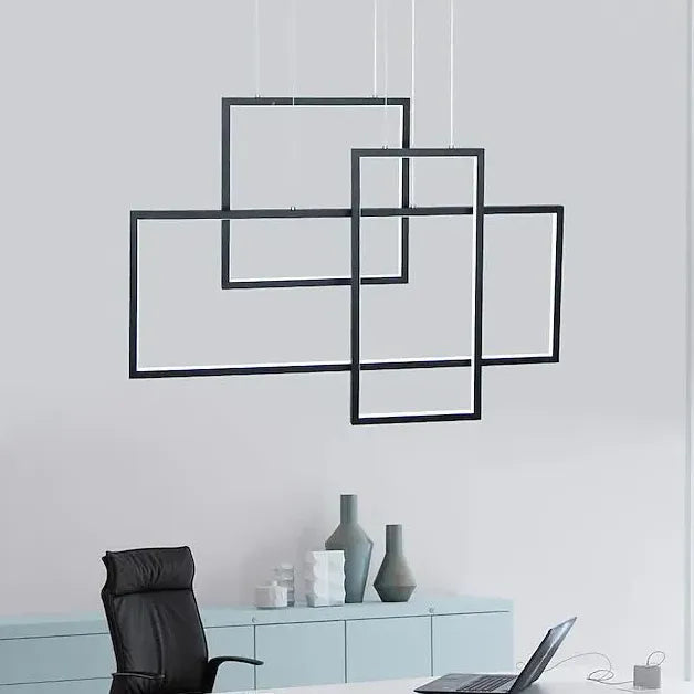 Multiple Rectangular Black Minimalist Pendant Lights