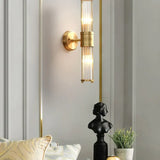 Brushed Brass Wall Light Glass