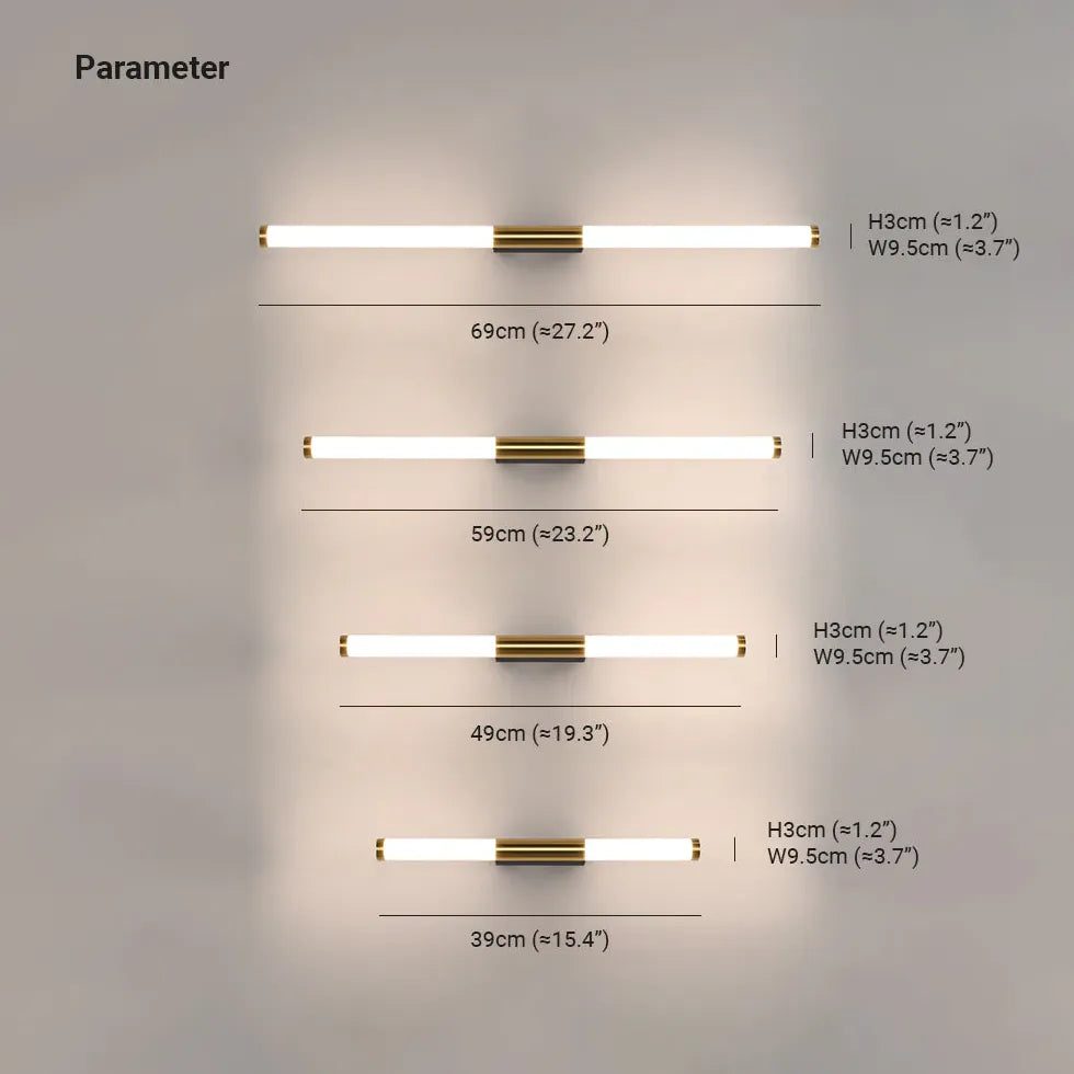 Apliques de pared para dormitorio con LED dorados verticales 