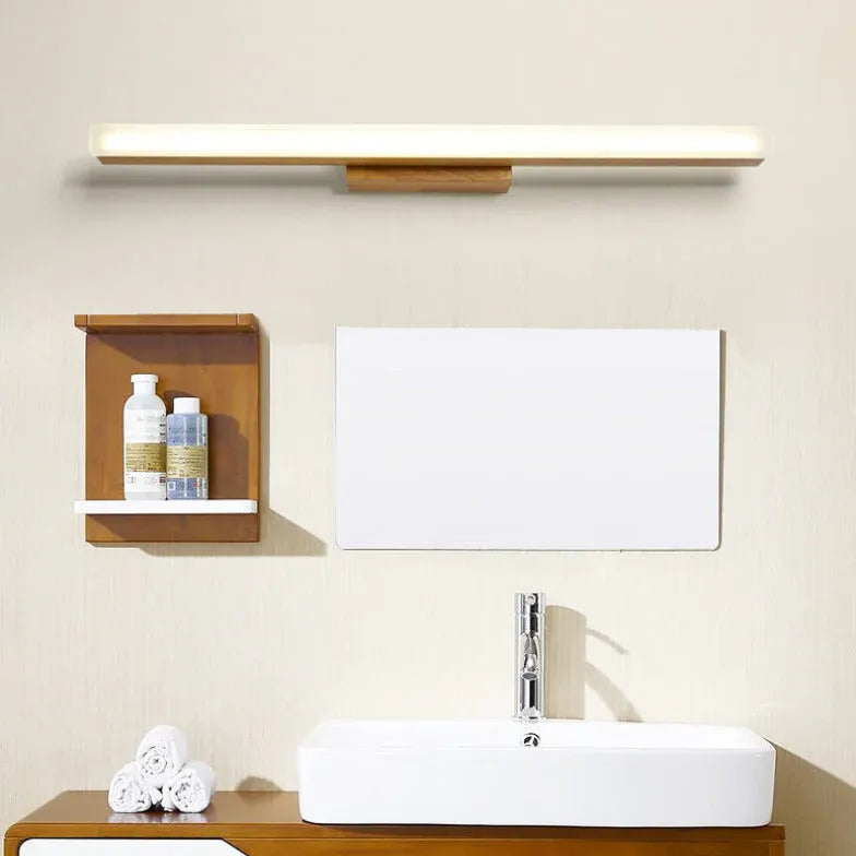 Concise Wooden Modern Bathroom Mirror Lights