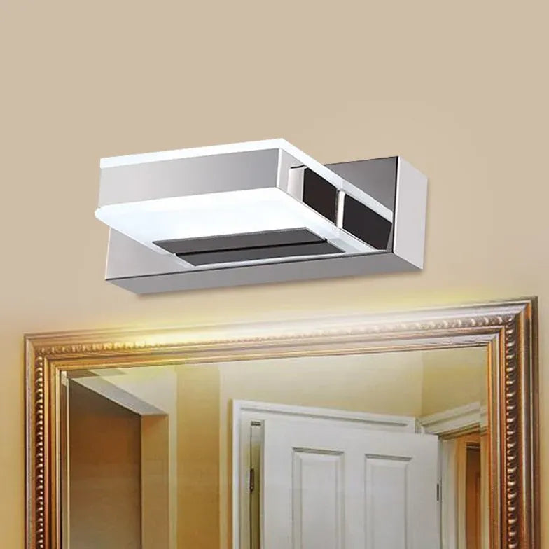 Chrome Square Modern Bathroom Mirror Lights