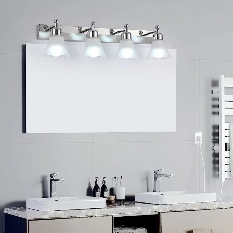 Apliques de pared para baño con espejo plateado y vidrio esmerilado 