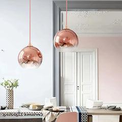 Lámpara colgante de vidrio degradado tipo globo LED para comedor