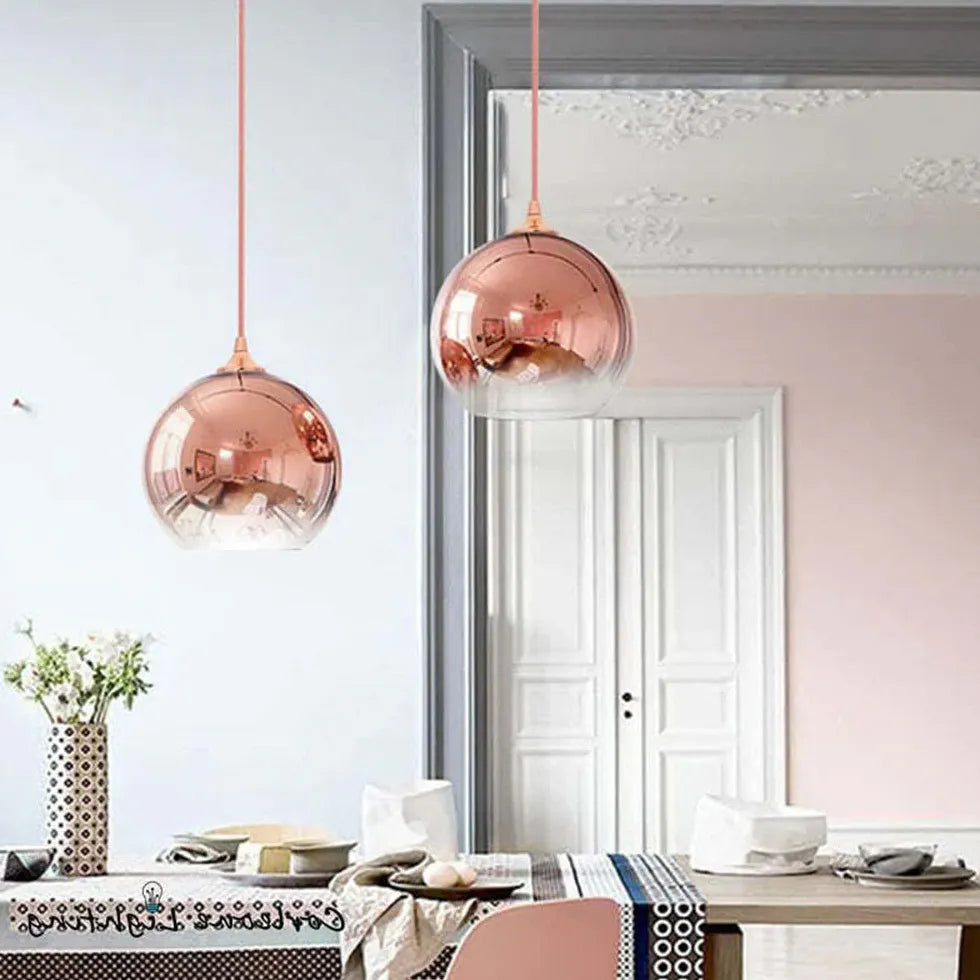 Single Head Metal Sphere Modern Pendant Light