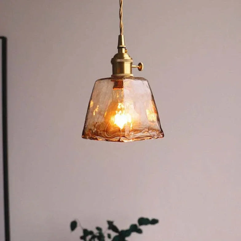 Lámpara colgante individual de vidrio estilo retro para dormitorio