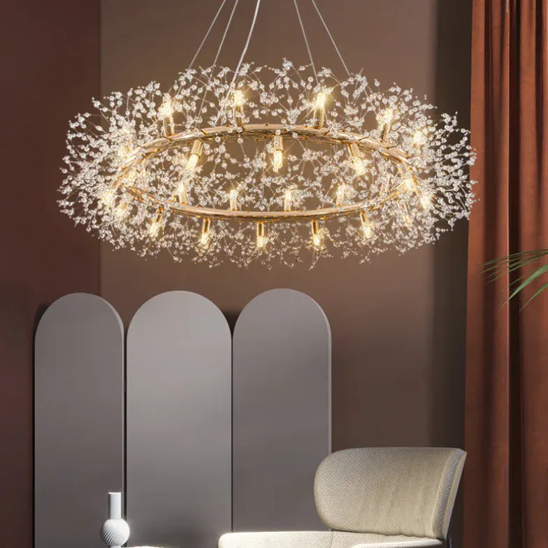 Star Branches Crystal Gold Chandelier