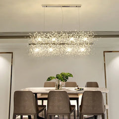 Lámpara colgante sputnik led de cristal moderna regulable en altura para comedor