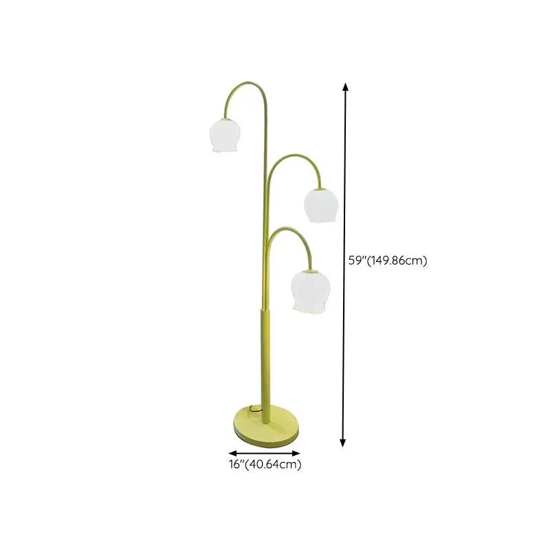 Multi-Head White Flower Green Floor Lamp