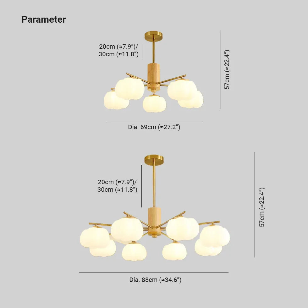 Arañas de luz modernas en estilo madera y crema