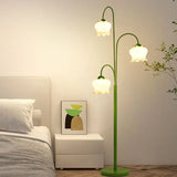 Three-Head Lantern Flower Green Floor Lamp