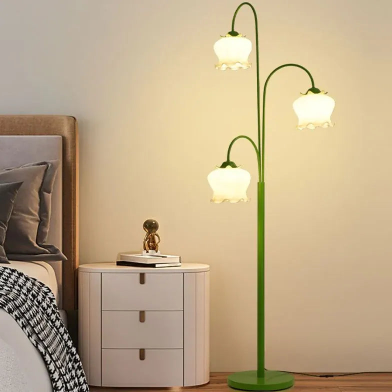 Three-Head Lantern Flower Green Floor Lamp