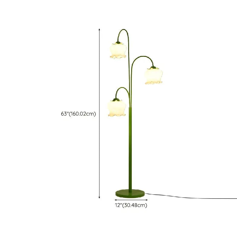 Three-Head Lantern Flower Green Floor Lamp