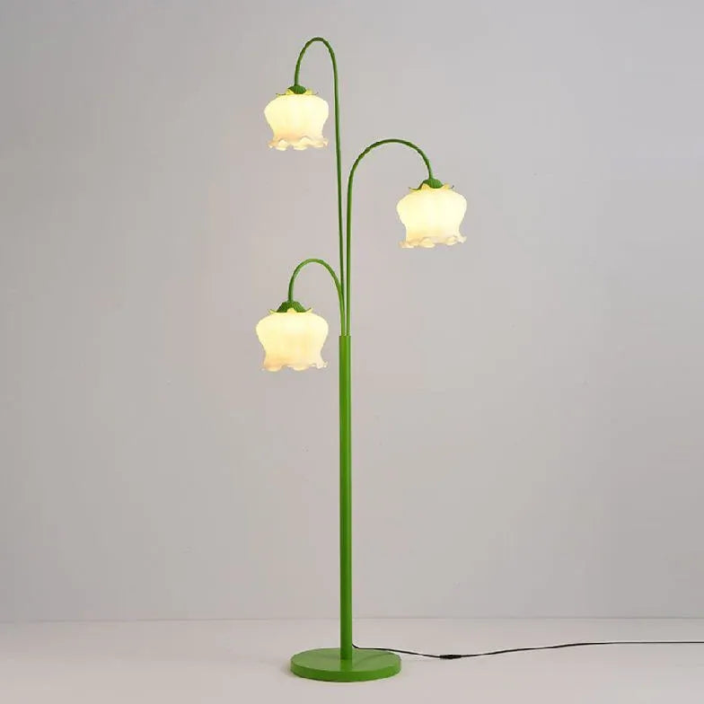 Three-Head Lantern Flower Green Floor Lamp