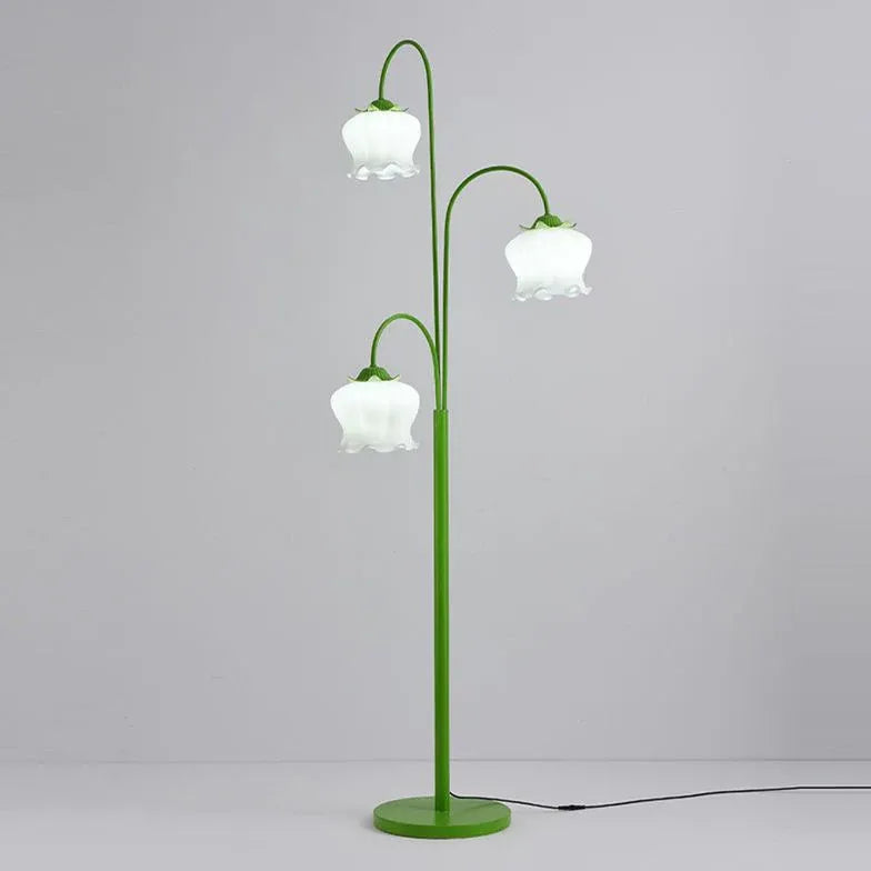 Three-Head Lantern Flower Green Floor Lamp