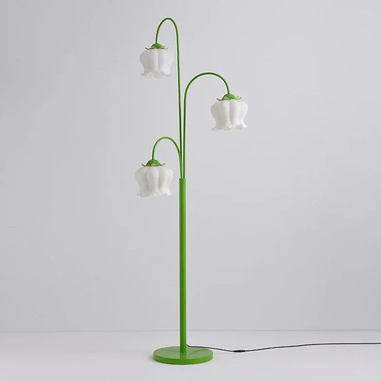 Three-Head Lantern Flower Green Floor Lamp