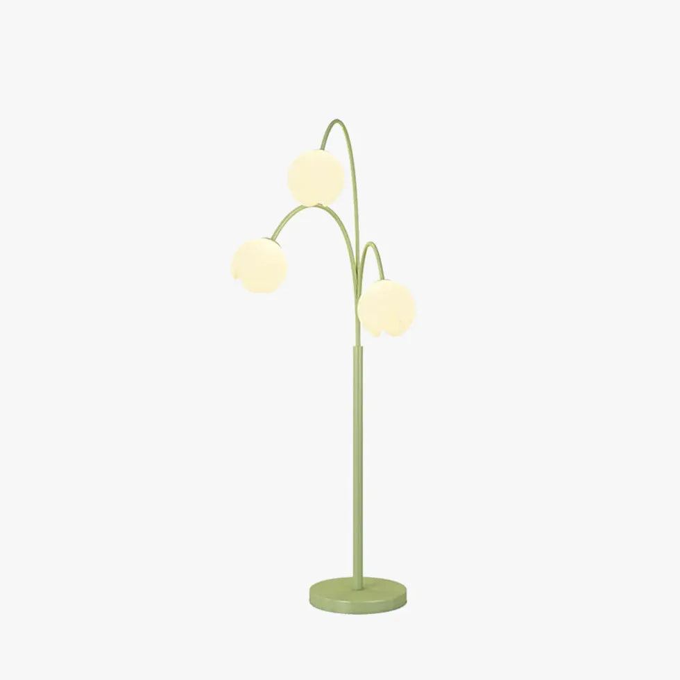 Three-Head White Flower Green Floor Lamp