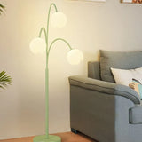 Three-Head White Flower Green Floor Lamp