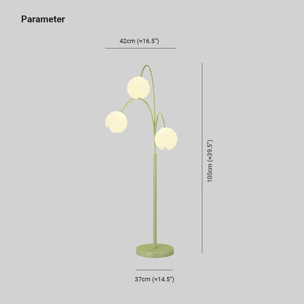 Three-Head White Flower Green Floor Lamp