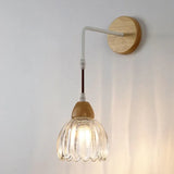 Lily Glass Wooden Base Vintage Wall Lights