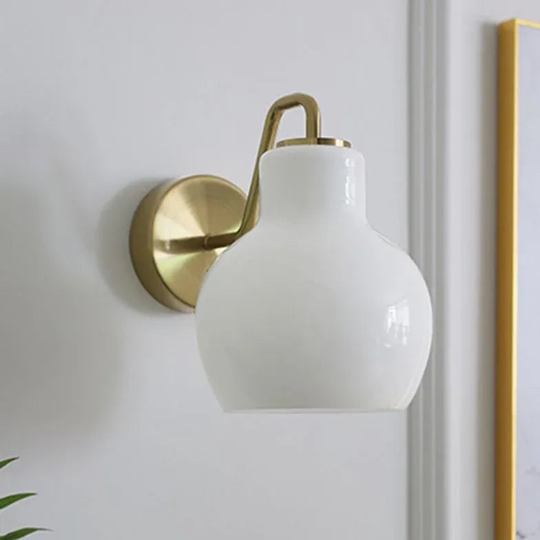 Cream Glass Lily Gold Wall Lights