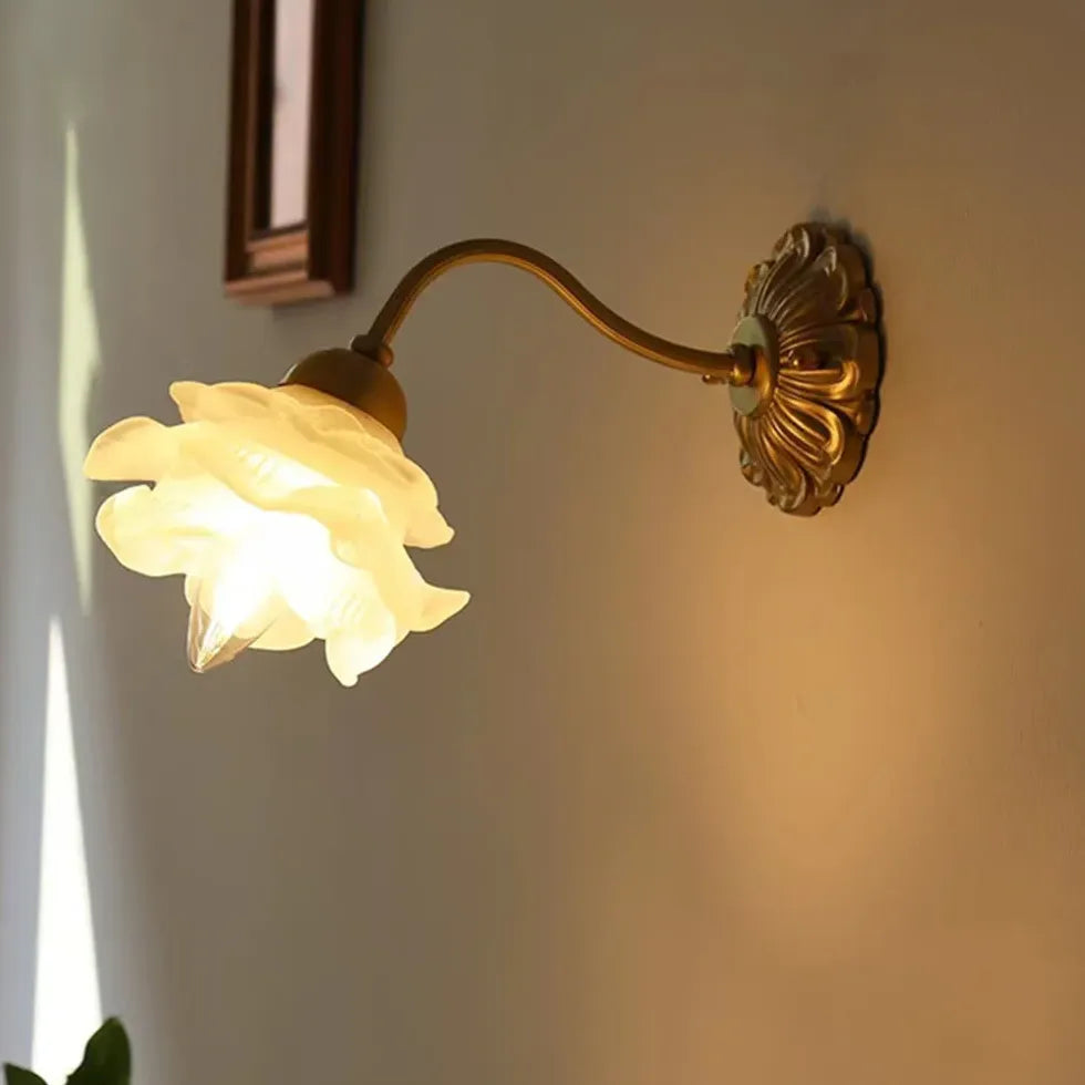 Petal glass Brass Vintage Wall Lights