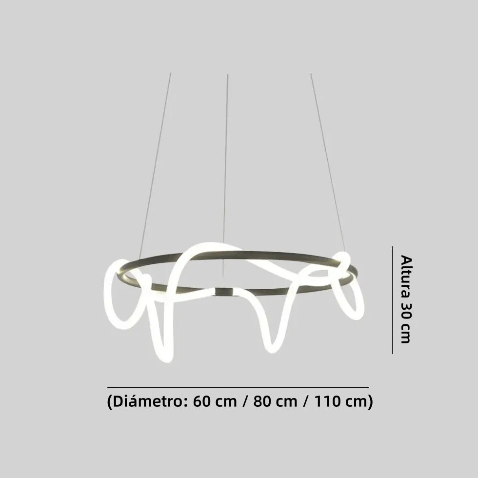 Lámpara Colgante LED con Diseño de Aro Creativo Minimalista para Comedor