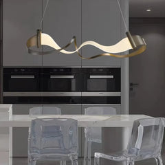 Lampara colgante led moderna diseño creativo de tiras onduladas