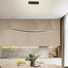 Lampara led colgante lineal diseño moderno y curvado para comedor